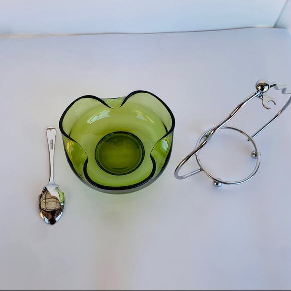 Vintage Sheffield England Glass Serving Caddy - Picture 6 of 8